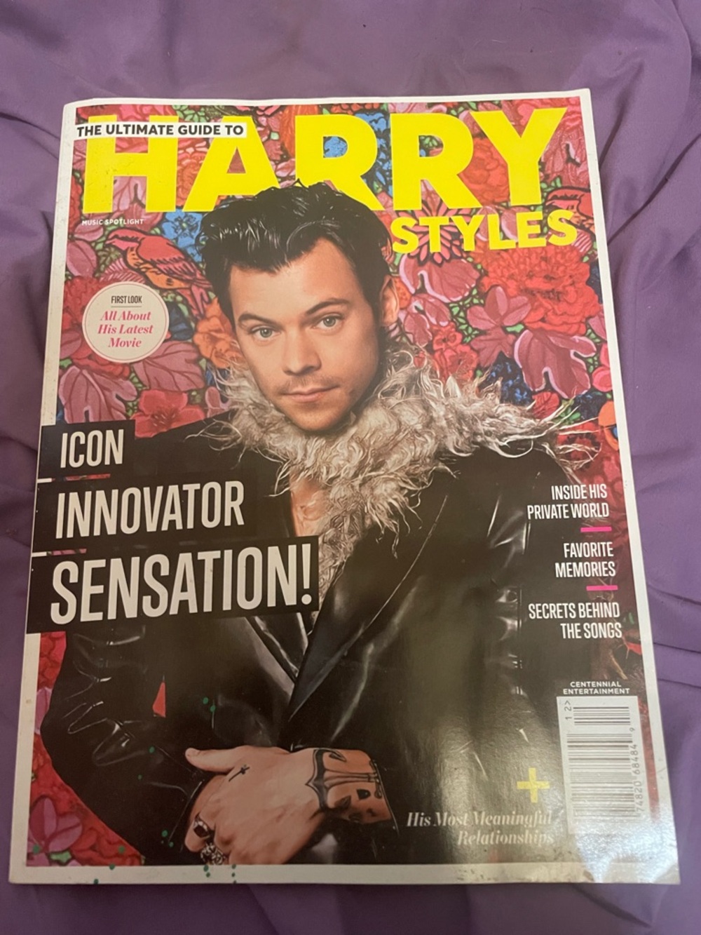 Harry Styles Magazine Cover – Yellow, Black, Pink Floral